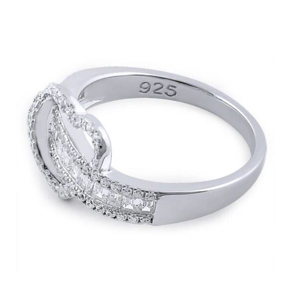 Sterling Silver Exotic Heart Clear CZ Ring New - Picture 4 of 4